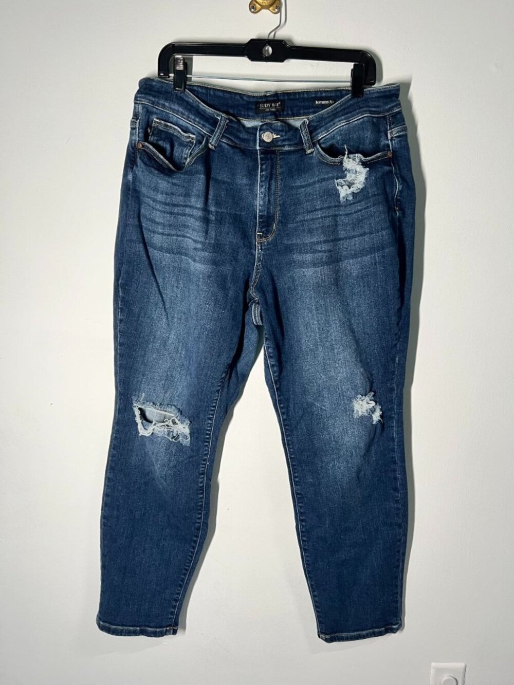 Judy Blue Womens Distressed Boyfriend Fit Jeans 18W Dark Wash Stretch Denim
